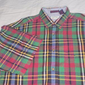 Vintage Brothers SERO Shirtmakers Red Plaid Combed Cotton Men's Shirt L/S Size L